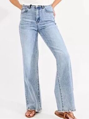 Molly Bracken High Waist Straight/Wide Leg Jeans | Medium Wash